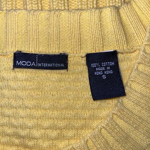 VTG Moda International Y2k Bright Yellow Large Buttons Cotton S - Picture 5 of 8